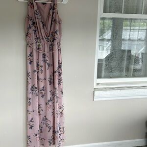 Lily Rose Small Blush Rose Pink with Flower Patter Maxi Dress with back slit